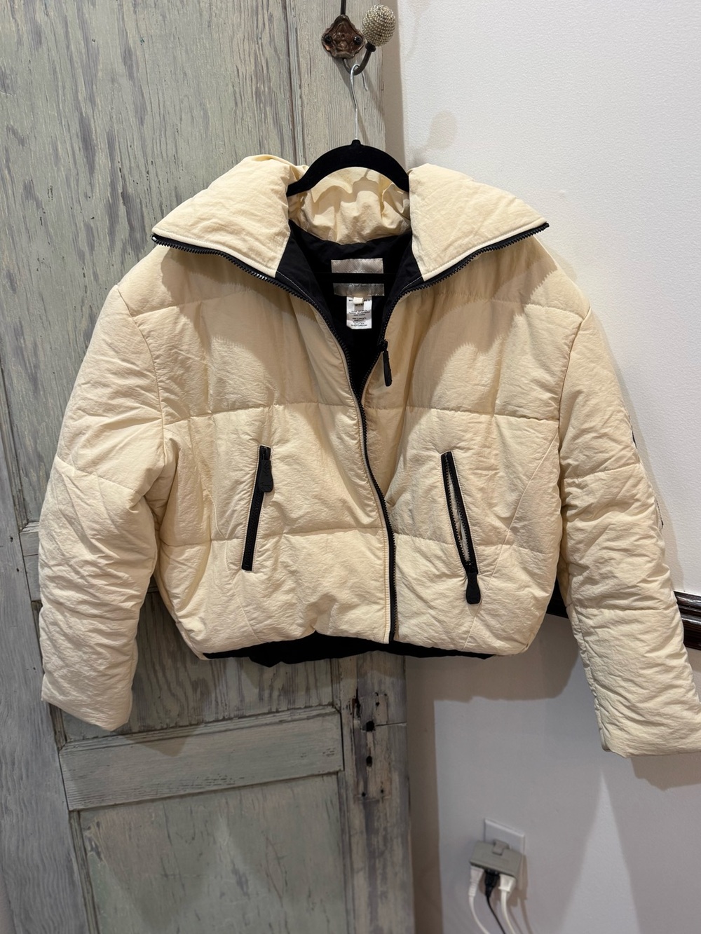 My Mum Made Puffer Jacket cream with black accents small medium
